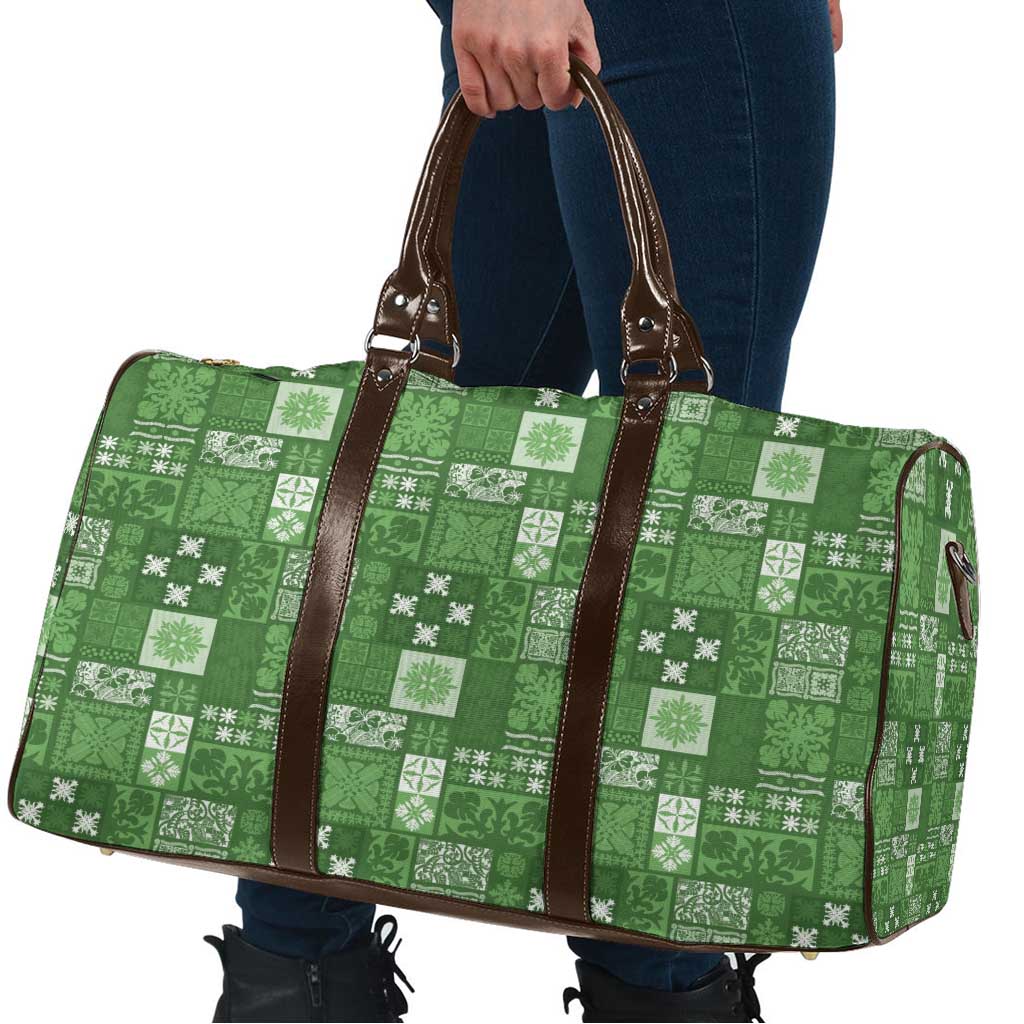 Vintage Hawaiian Quilting Patterns Travel Bag Green Style Tribal Fabric Patchwork - Polynesian Pride