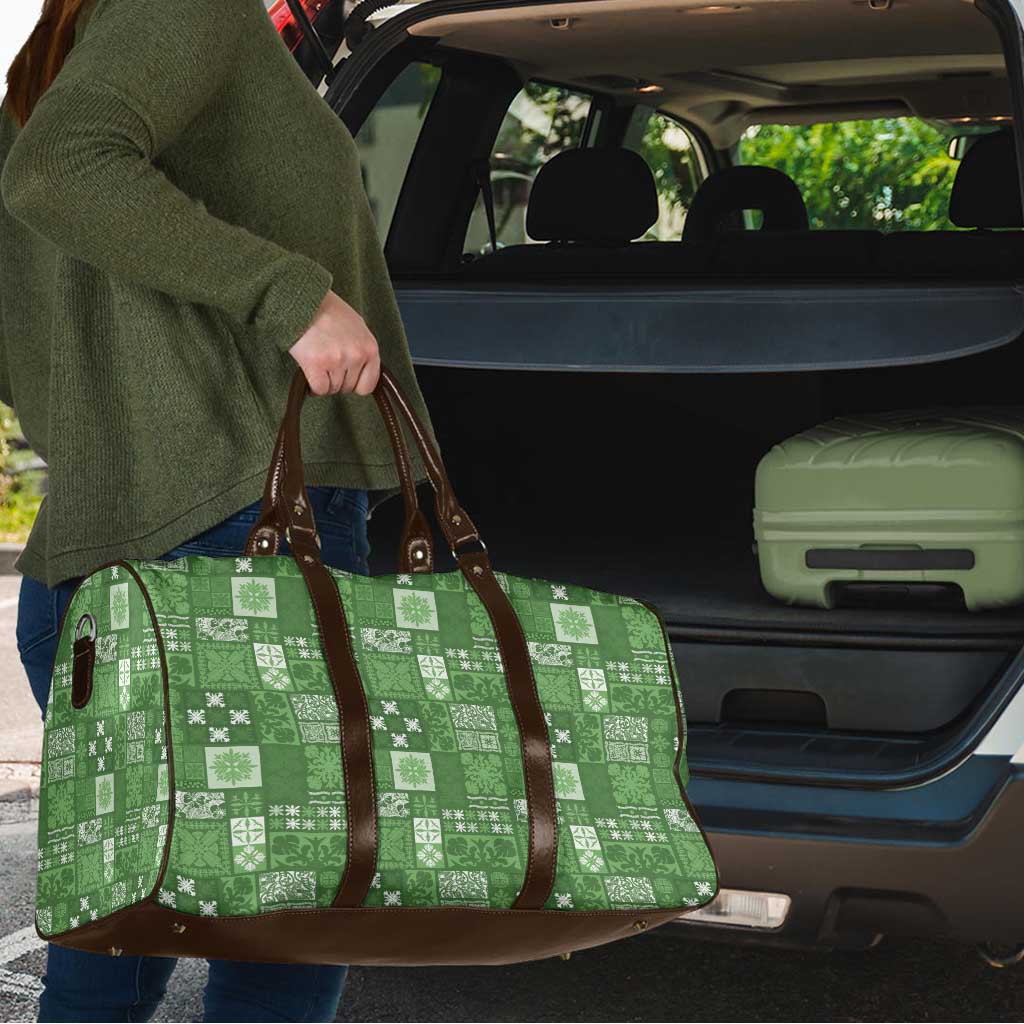 Vintage Hawaiian Quilting Patterns Travel Bag Green Style Tribal Fabric Patchwork - Polynesian Pride