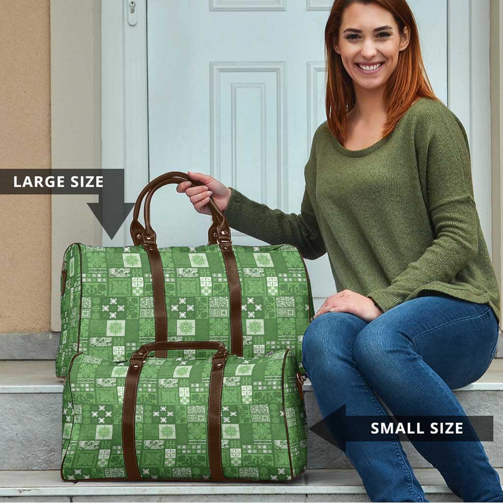Vintage Hawaiian Quilting Patterns Travel Bag Green Style Tribal Fabric Patchwork - Polynesian Pride