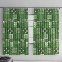 Vintage Hawaiian Quilting Patterns Window Curtain Green Style Tribal Fabric Patchwork - Polynesian Pride
