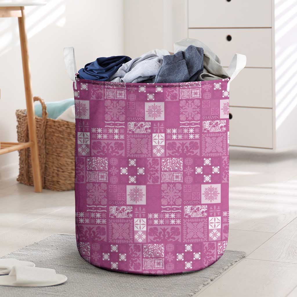 Vintage Hawaiian Quilting Patterns Laundry Basket Pink Style Tribal Fabric Patchwork - Polynesian Pride