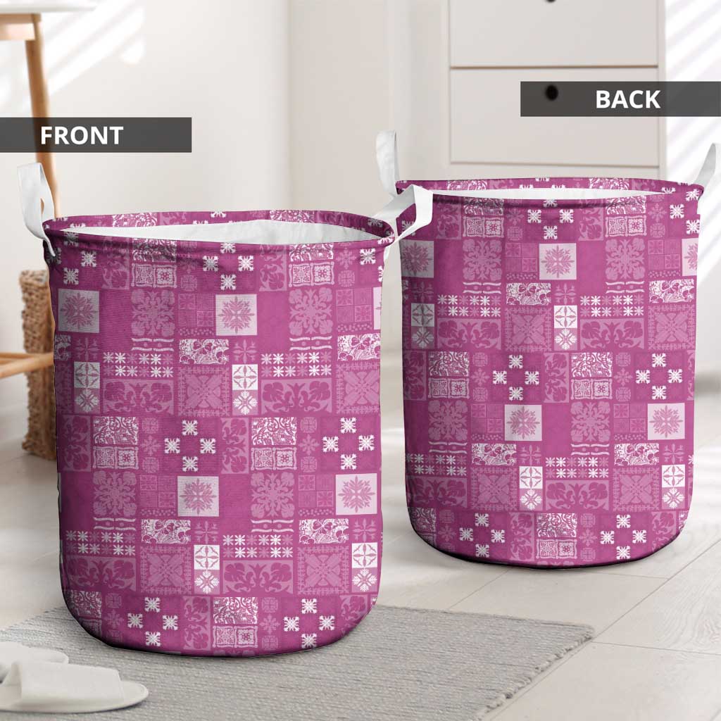 Vintage Hawaiian Quilting Patterns Laundry Basket Pink Style Tribal Fabric Patchwork - Polynesian Pride