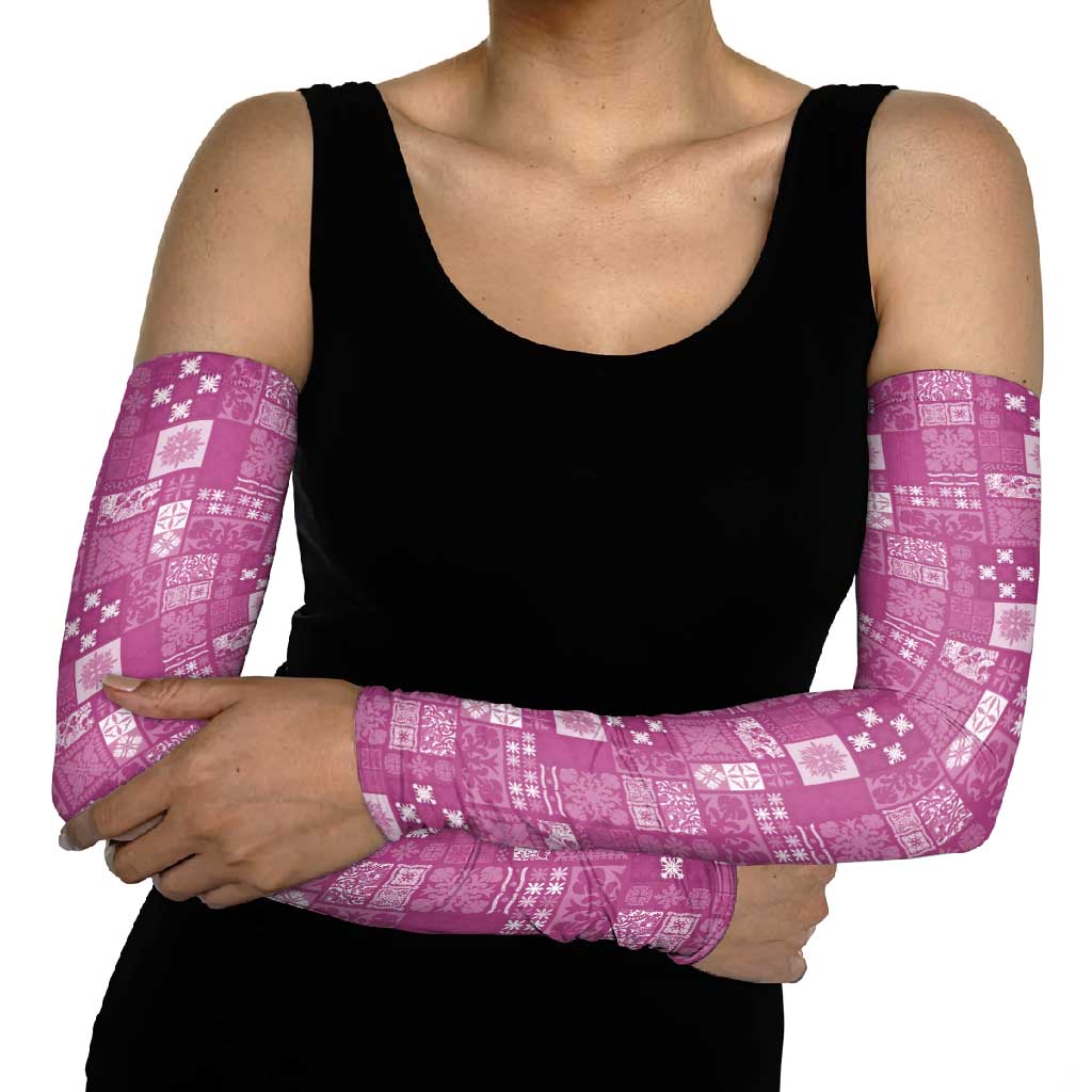 Vintage Hawaiian Quilting Patterns Arm Sleeves Pink Style Tribal Fabric Patchwork - Polynesian Pride