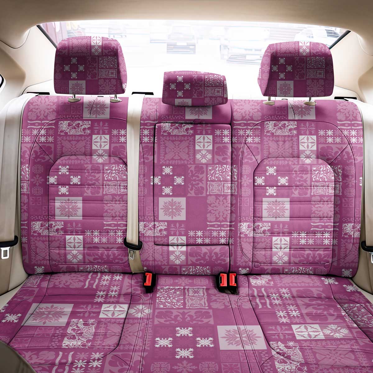 Vintage Hawaiian Quilting Patterns Back Car Seat Cover Pink Style Tribal Fabric Patchwork - Polynesian Pride