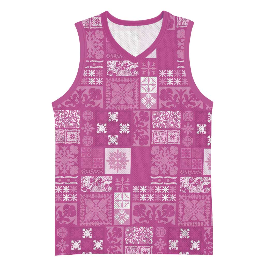 Vintage Hawaiian Quilting Patterns Basketball Jersey Pink Style Tribal Fabric Patchwork - Polynesian Pride