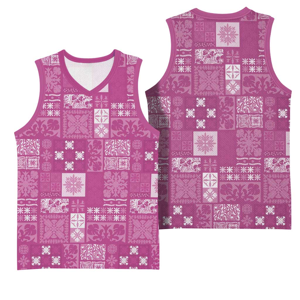 Vintage Hawaiian Quilting Patterns Basketball Jersey Pink Style Tribal Fabric Patchwork - Polynesian Pride