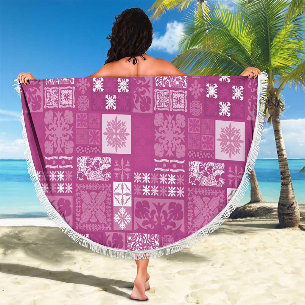 Vintage Hawaiian Quilting Patterns Beach Blanket Pink Style Tribal Fabric Patchwork - Polynesian Pride