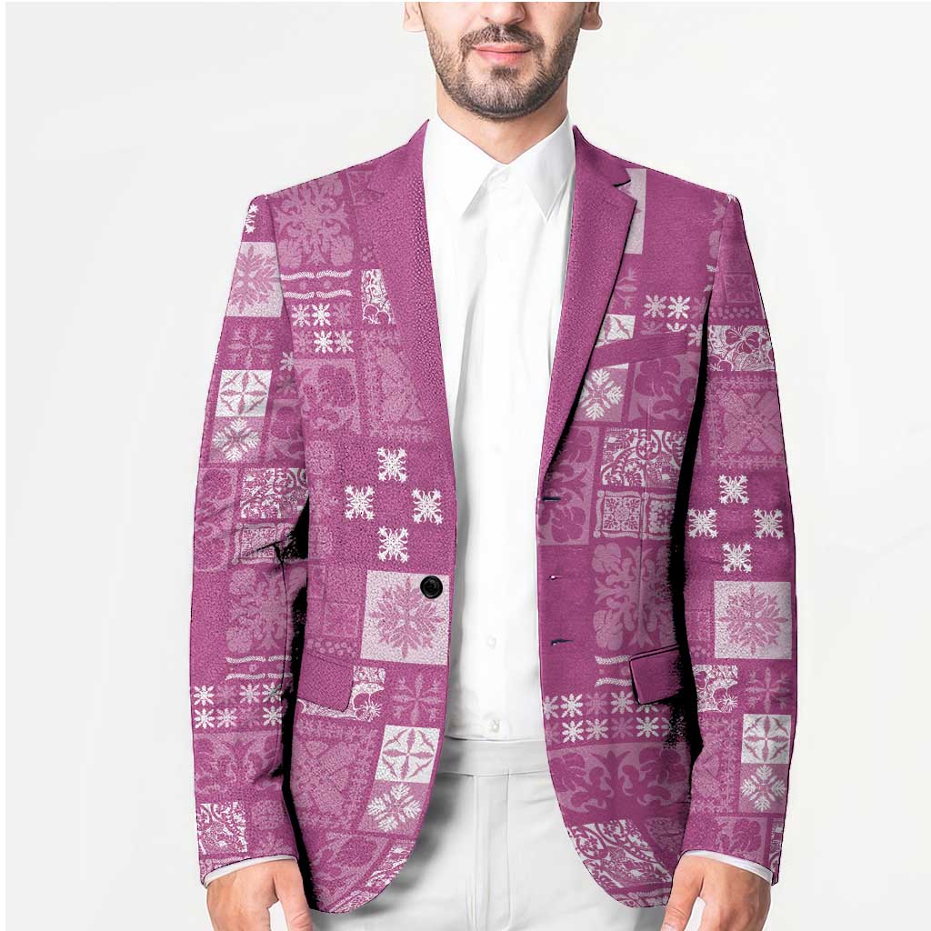 Vintage Hawaiian Quilting Patterns Blazer Pink Style Tribal Fabric Patchwork - Polynesian Pride