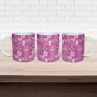 Vintage Hawaiian Quilting Patterns Ceramic Mug Pink Style Tribal Fabric Patchwork - Polynesian Pride