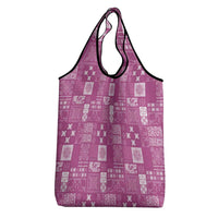 Vintage Hawaiian Quilting Patterns Grocery Bag Pink Style Tribal Fabric Patchwork - Polynesian Pride