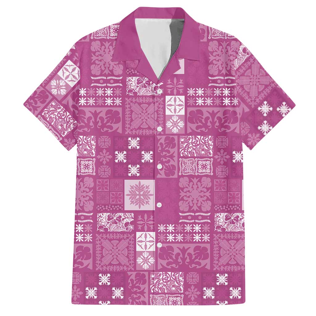 Vintage Hawaiian Quilting Patterns Hawaiian Shirt Pink Style Tribal Fabric Patchwork - Polynesian Pride