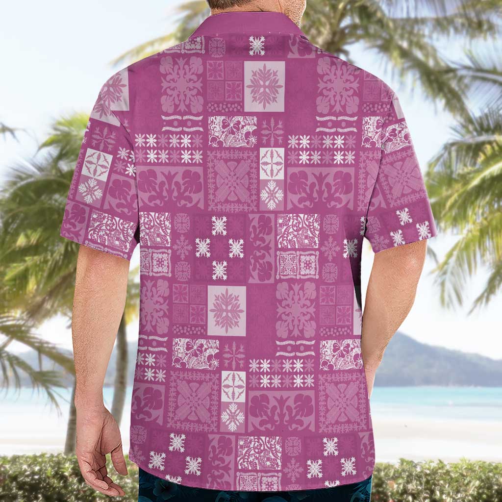 Vintage Hawaiian Quilting Patterns Hawaiian Shirt Pink Style Tribal Fabric Patchwork - Polynesian Pride