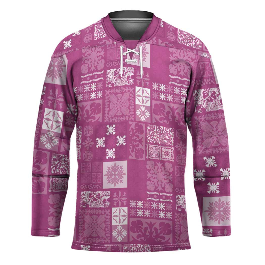 Vintage Hawaiian Quilting Patterns Hockey Jersey Pink Style Tribal Fabric Patchwork - Polynesian Pride
