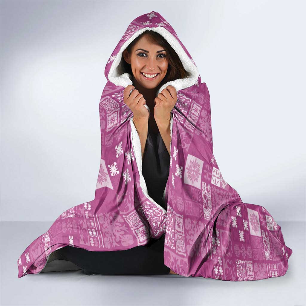 Vintage Hawaiian Quilting Patterns Hooded Blanket Pink Style Tribal Fabric Patchwork - Polynesian Pride