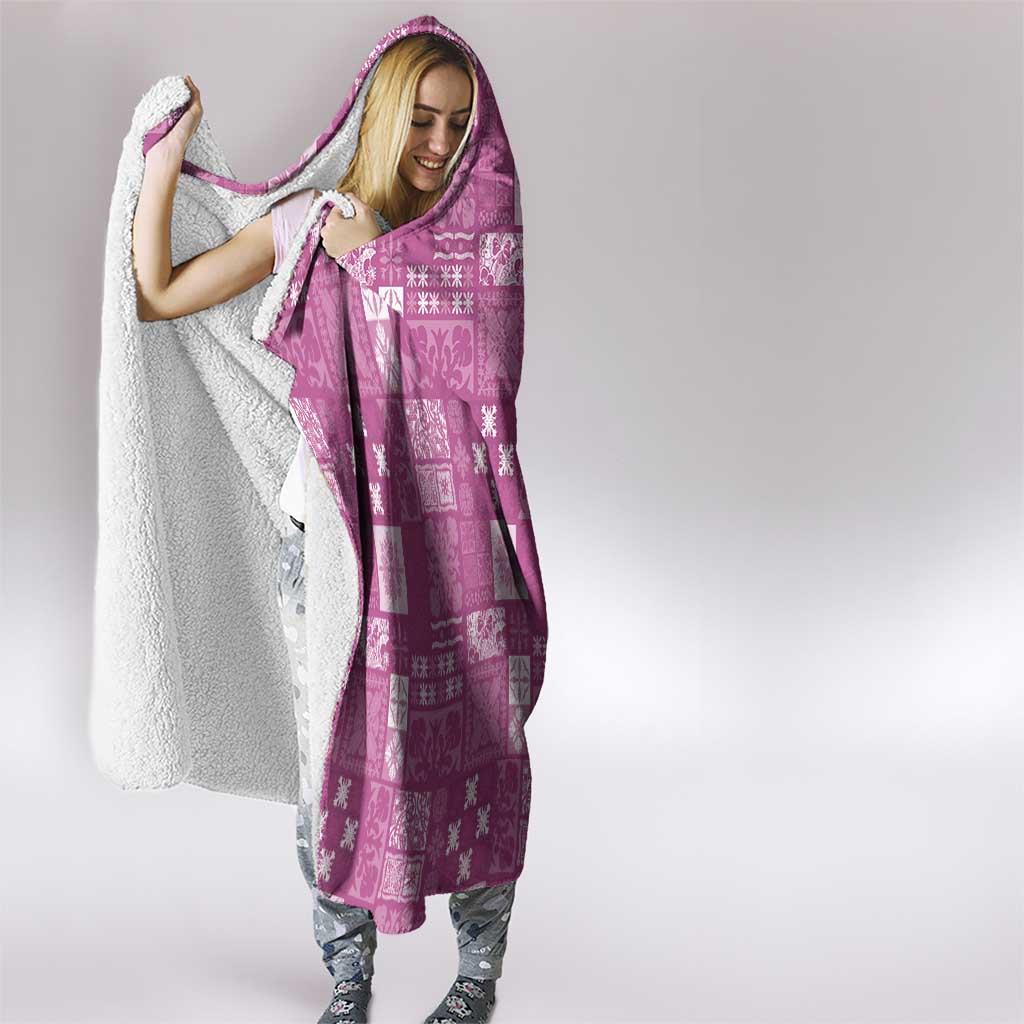 Vintage Hawaiian Quilting Patterns Hooded Blanket Pink Style Tribal Fabric Patchwork - Polynesian Pride
