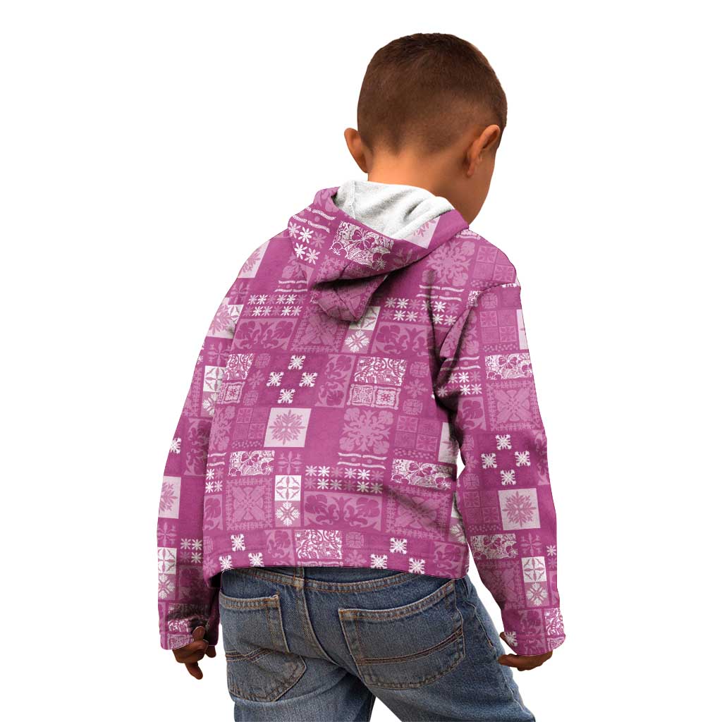 Vintage Hawaiian Quilting Patterns Kid Hoodie Pink Style Tribal Fabric Patchwork - Polynesian Pride