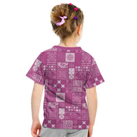 Vintage Hawaiian Quilting Patterns Kid T Shirt Pink Style Tribal Fabric Patchwork - Polynesian Pride
