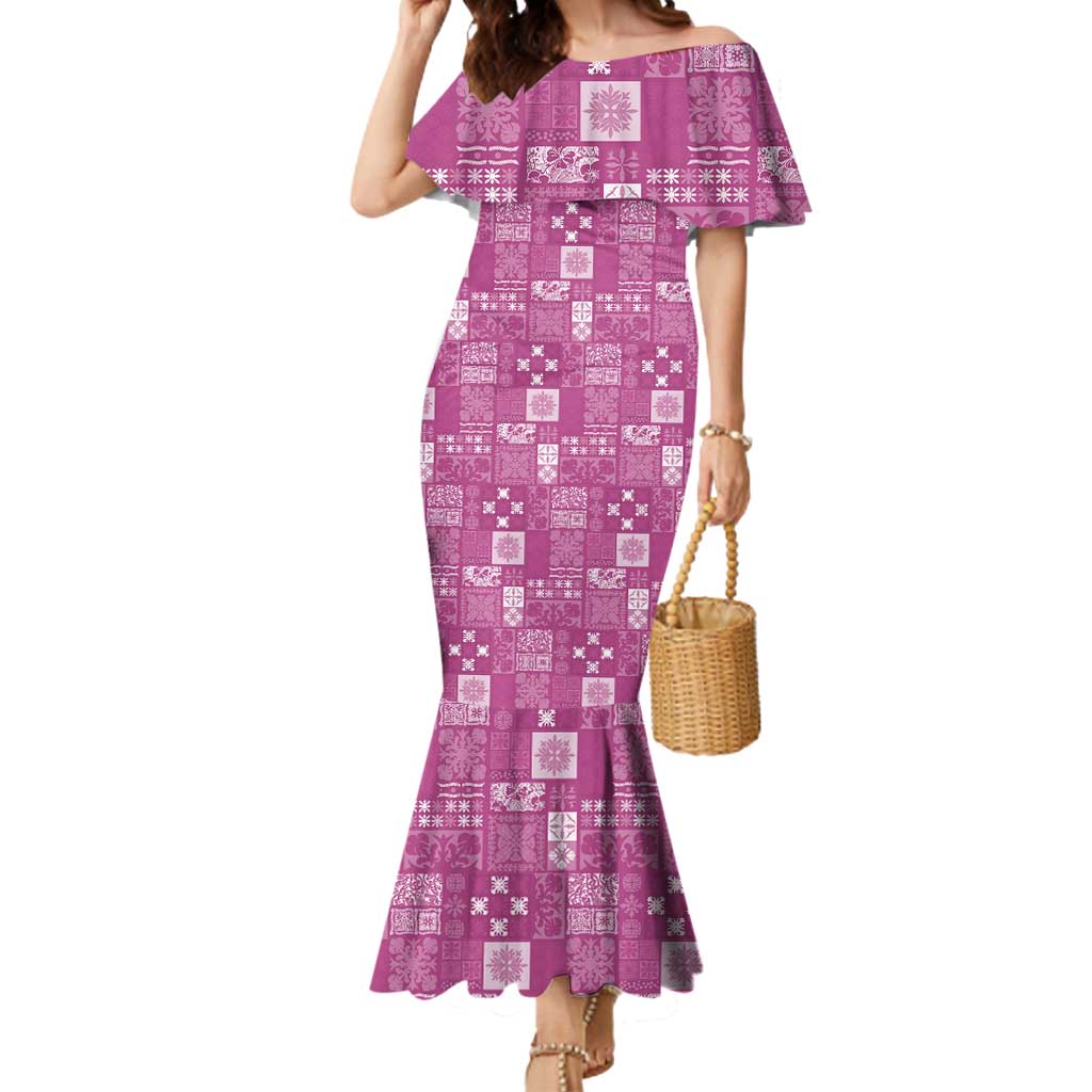 Vintage Hawaiian Quilting Patterns Mermaid Dress Pink Style Tribal Fabric Patchwork - Polynesian Pride