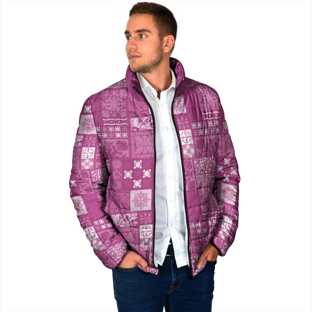 Vintage Hawaiian Quilting Patterns Padded Jacket Pink Style Tribal Fabric Patchwork - Polynesian Pride