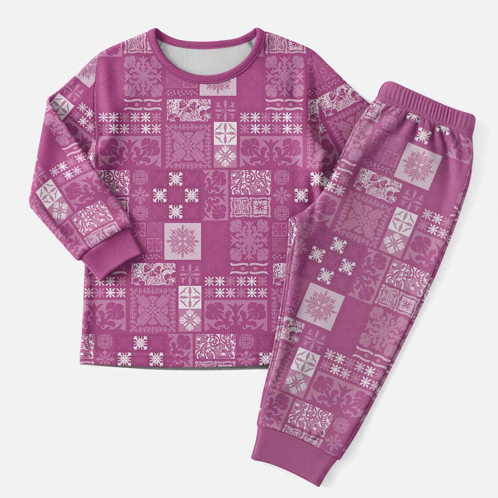 Vintage Hawaiian Quilting Patterns Christmas Pajama Set Pink Style Tribal Fabric Patchwork - Polynesian Pride