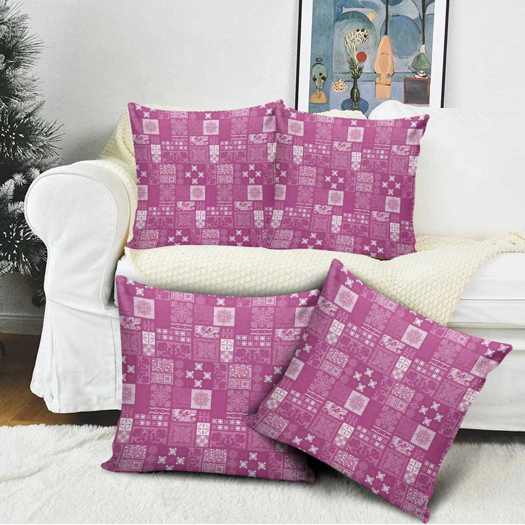 Vintage Hawaiian Quilting Patterns Pillow Cover Pink Style Tribal Fabric Patchwork - Polynesian Pride