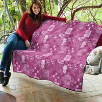 Vintage Hawaiian Quilting Patterns Quilt Pink Style Tribal Fabric Patchwork - Polynesian Pride