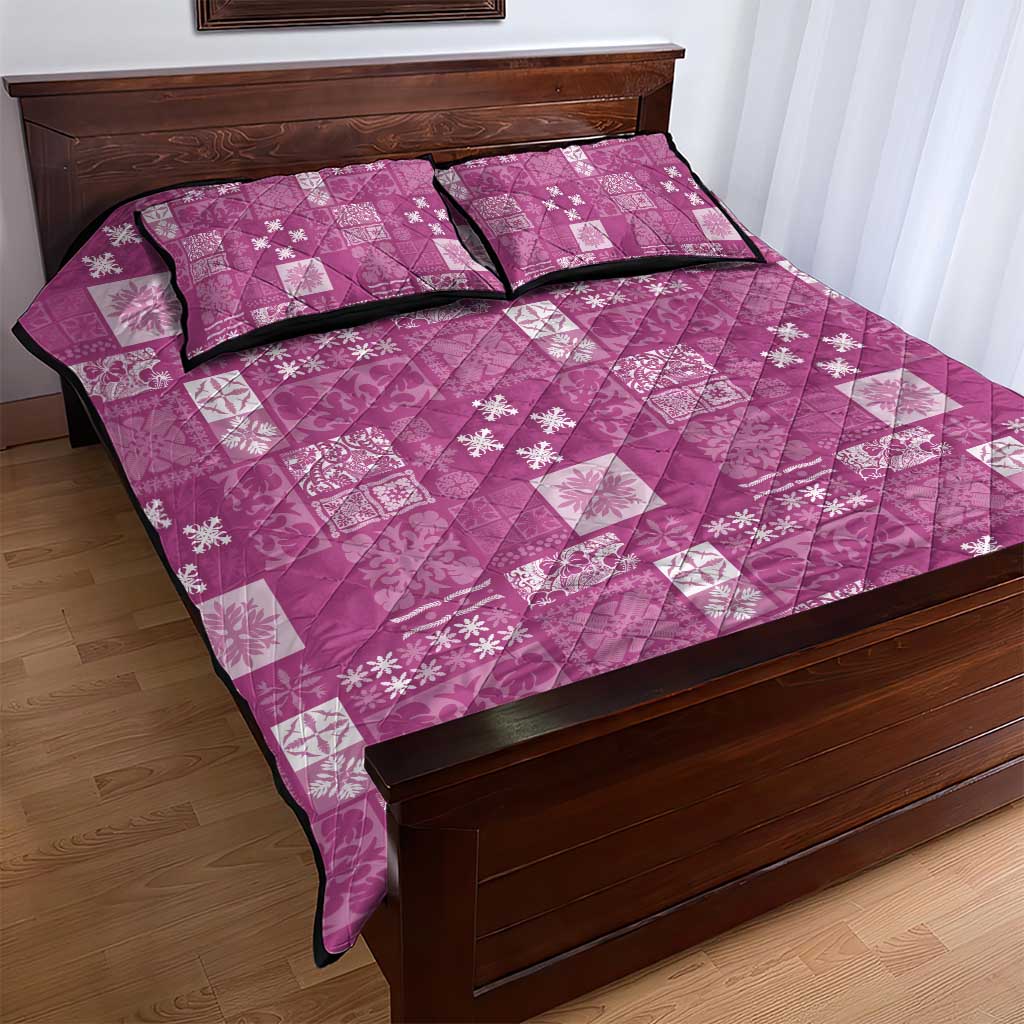 Vintage Hawaiian Quilting Patterns Quilt Bed Set Pink Style Tribal Fabric Patchwork - Polynesian Pride