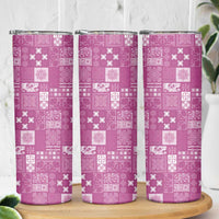 Vintage Hawaiian Quilting Patterns Skinny Tumbler Pink Style Tribal Fabric Patchwork - Polynesian Pride
