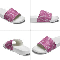 Vintage Hawaiian Quilting Patterns Slide Sandals Pink Style Tribal Fabric Patchwork - Polynesian Pride