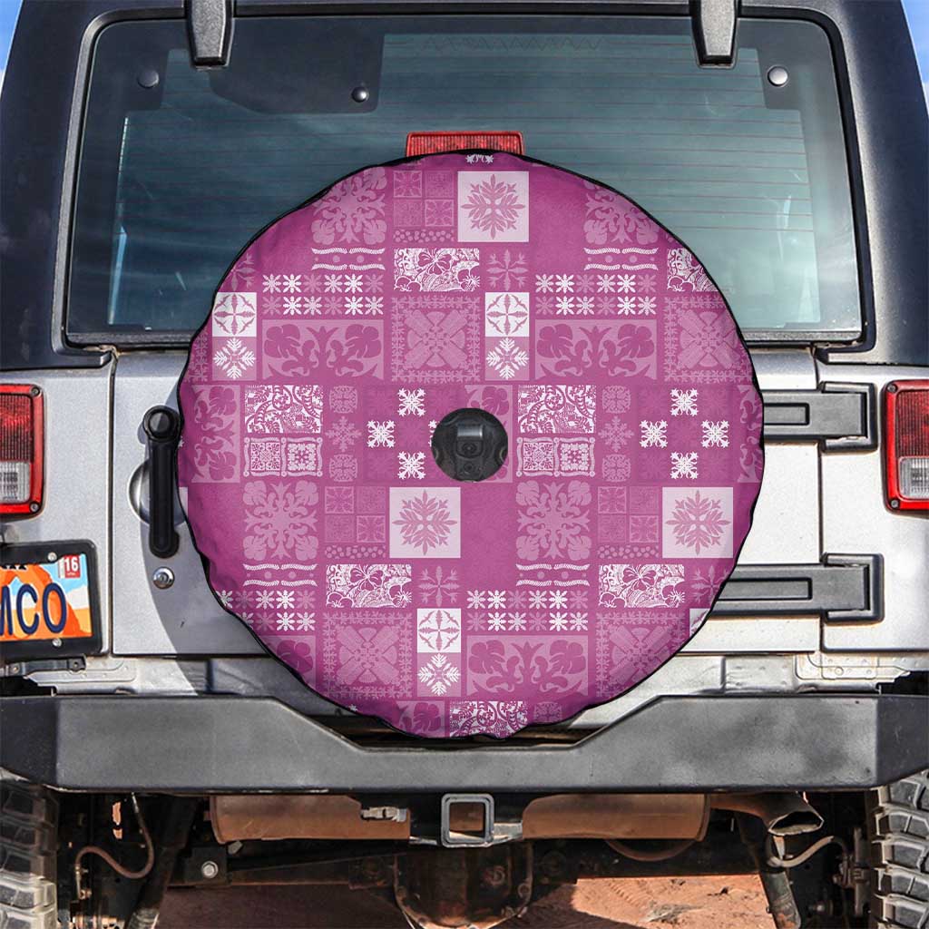 Vintage Hawaiian Quilting Patterns Spare Tire Cover Pink Style Tribal Fabric Patchwork - Polynesian Pride