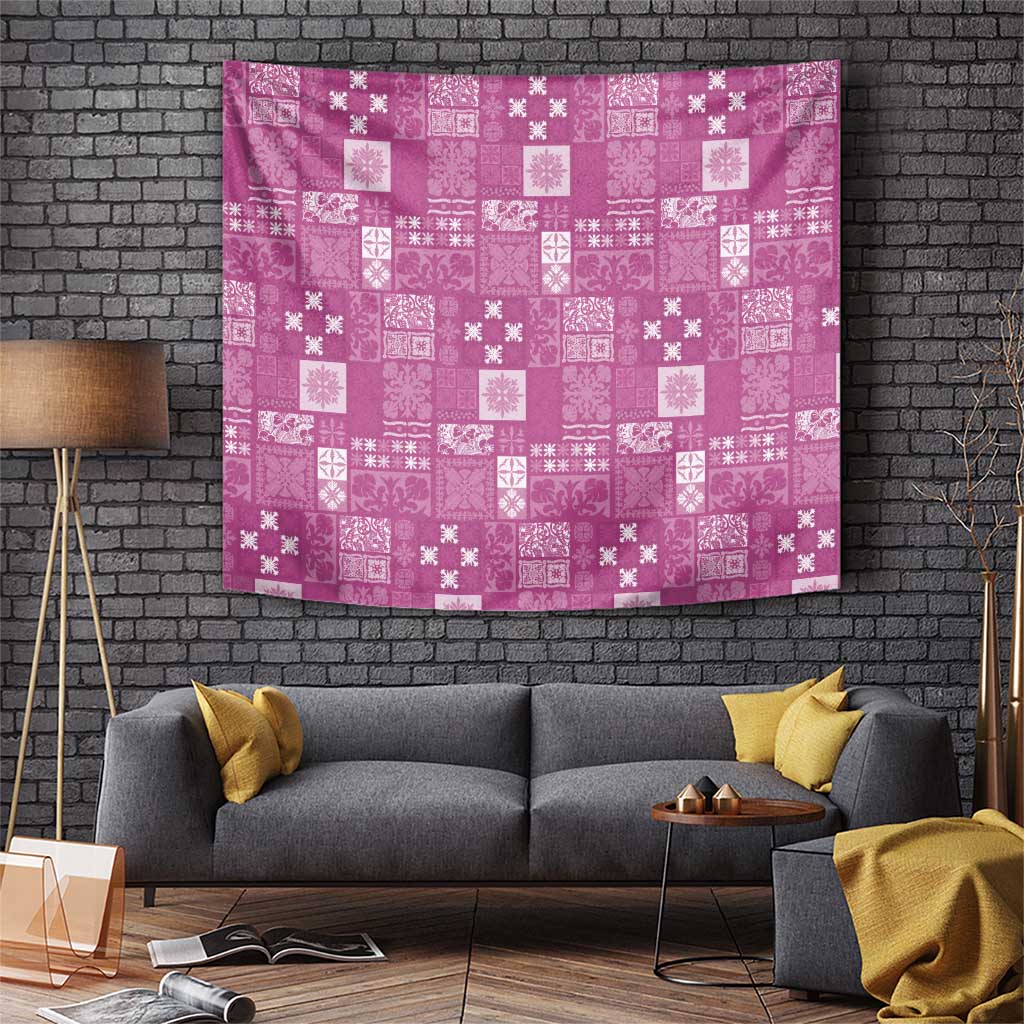 Vintage Hawaiian Quilting Patterns Tapestry Pink Style Tribal Fabric Patchwork - Polynesian Pride