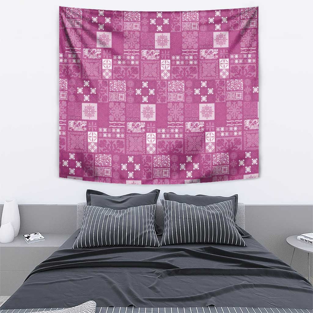 Vintage Hawaiian Quilting Patterns Tapestry Pink Style Tribal Fabric Patchwork - Polynesian Pride