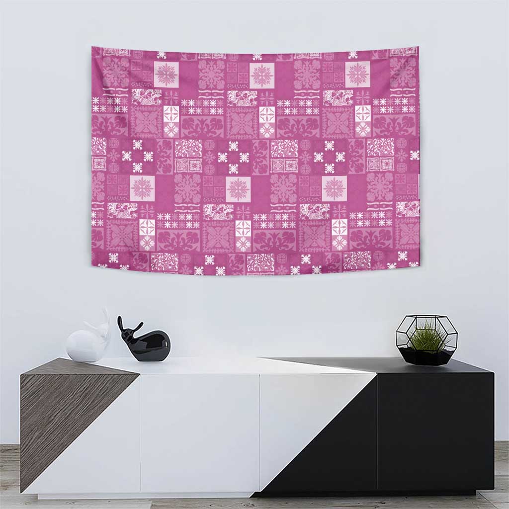 Vintage Hawaiian Quilting Patterns Tapestry Pink Style Tribal Fabric Patchwork - Polynesian Pride