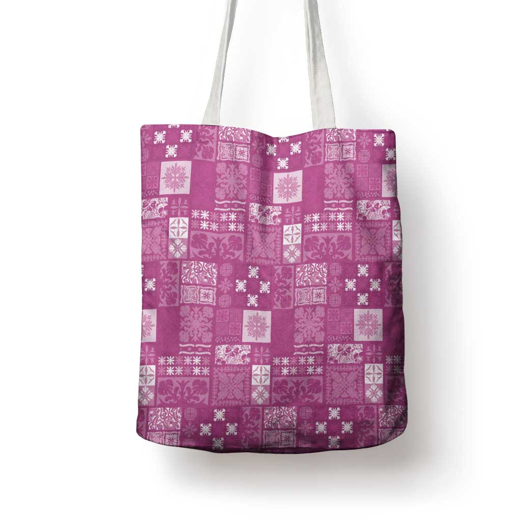 Vintage Hawaiian Quilting Patterns Tote Bag Pink Style Tribal Fabric Patchwork - Polynesian Pride
