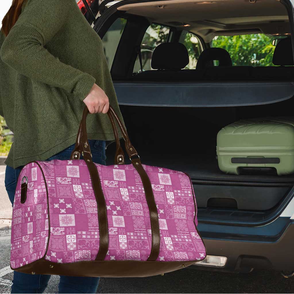 Vintage Hawaiian Quilting Patterns Travel Bag Pink Style Tribal Fabric Patchwork - Polynesian Pride