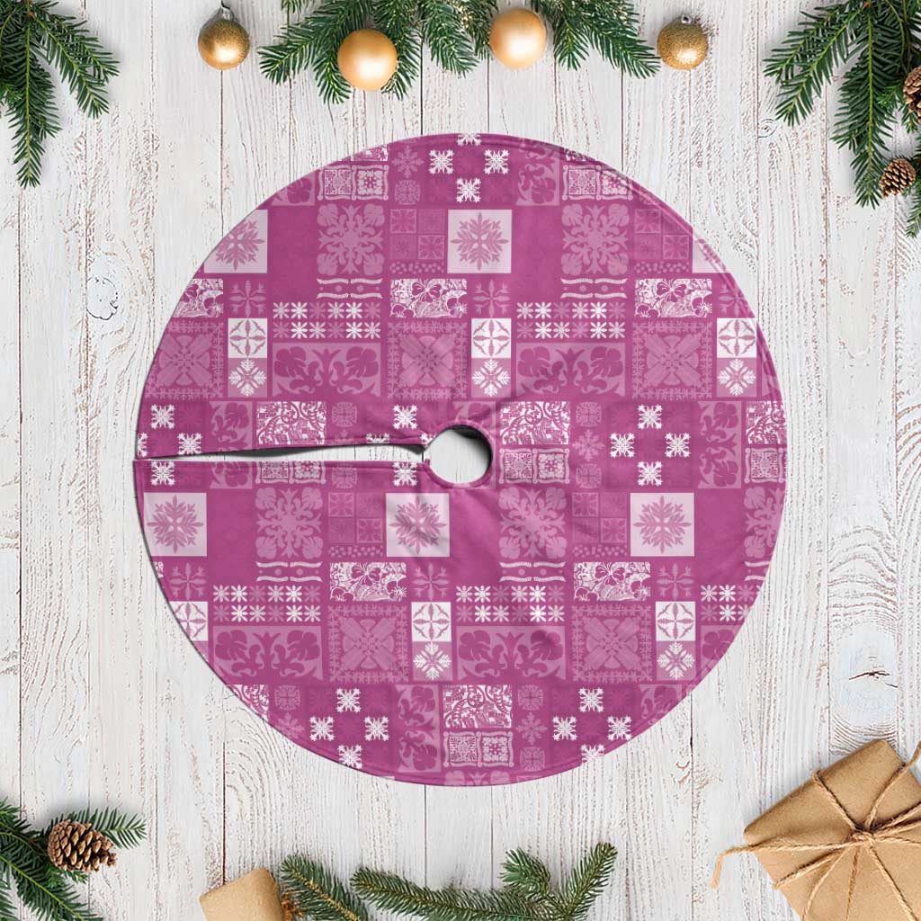 Vintage Hawaiian Quilting Patterns Tree Skirt Pink Style Tribal Fabric Patchwork - Polynesian Pride