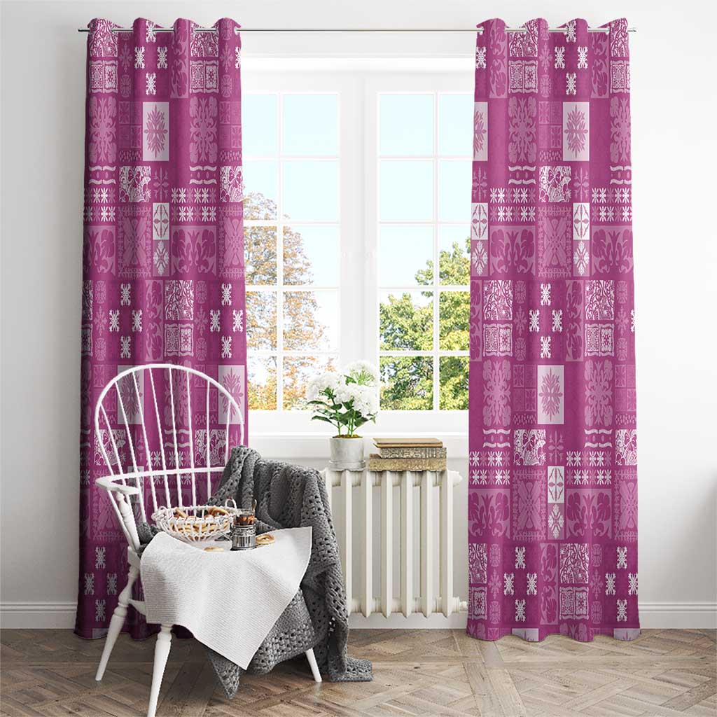 Vintage Hawaiian Quilting Patterns Window Curtain Pink Style Tribal Fabric Patchwork - Polynesian Pride