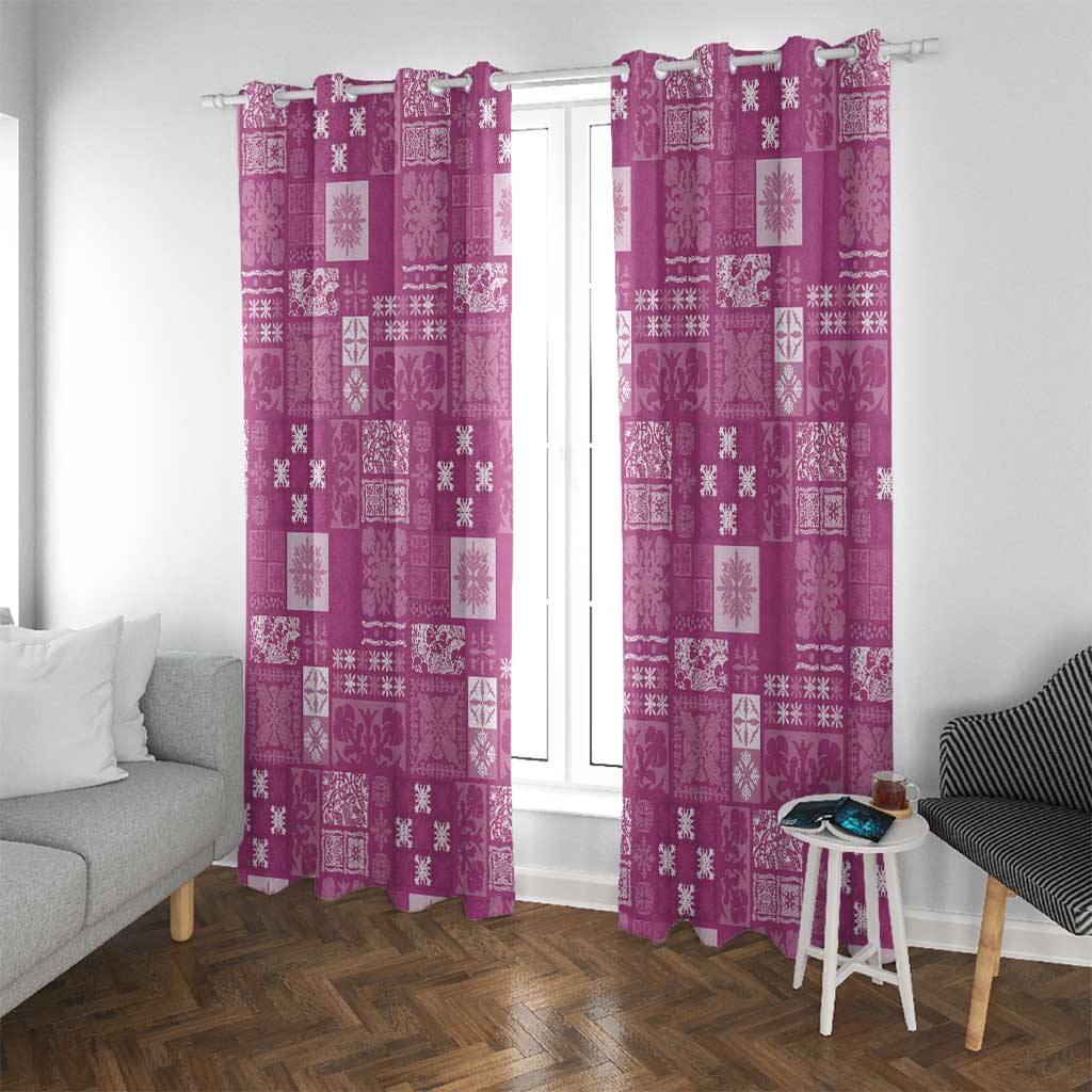 Vintage Hawaiian Quilting Patterns Window Curtain Pink Style Tribal Fabric Patchwork - Polynesian Pride