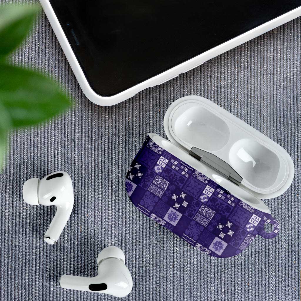 Vintage Hawaiian Quilting Patterns AirPods Case Purple Style Tribal Fabric Patchwork - Polynesian Pride