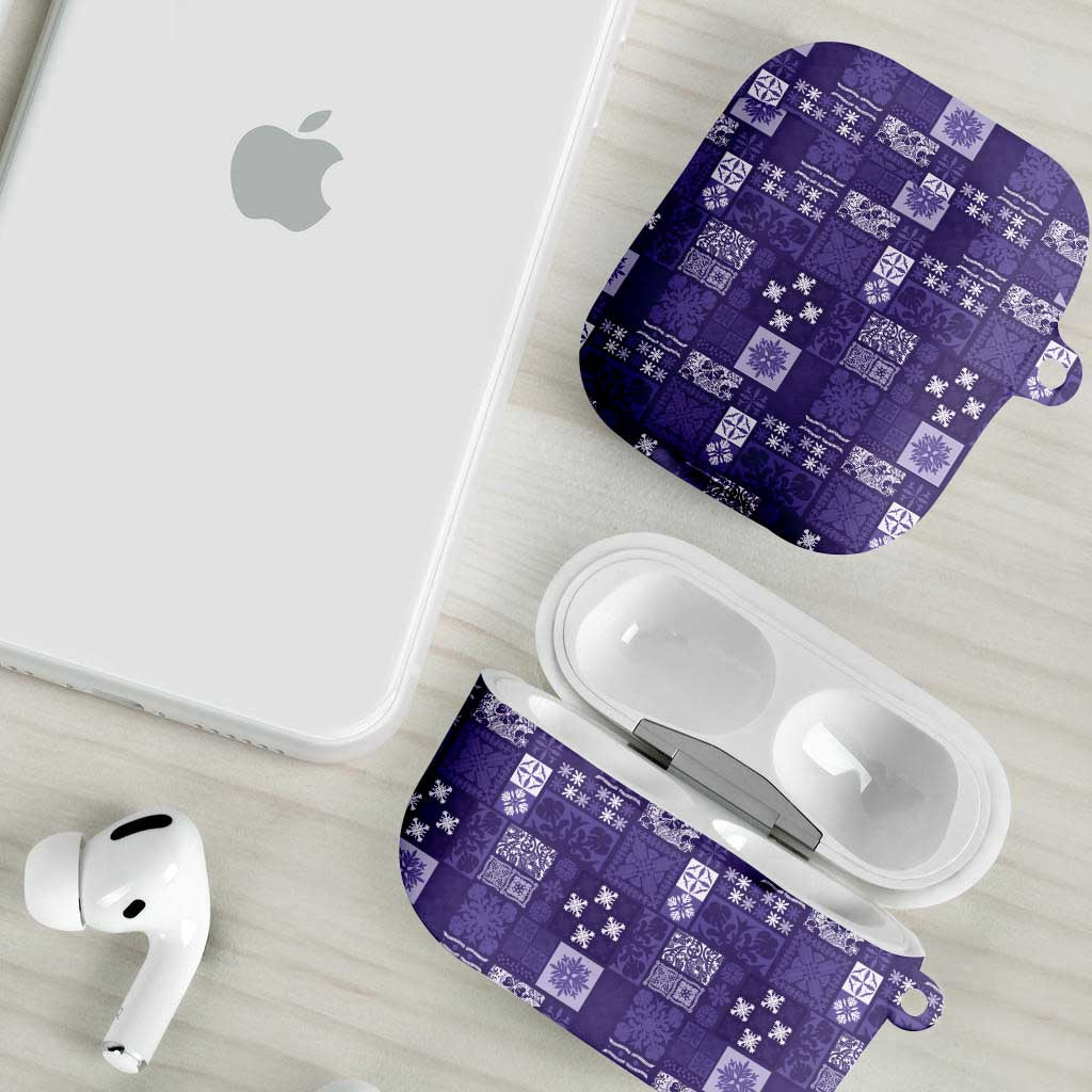 Vintage Hawaiian Quilting Patterns AirPods Case Purple Style Tribal Fabric Patchwork - Polynesian Pride