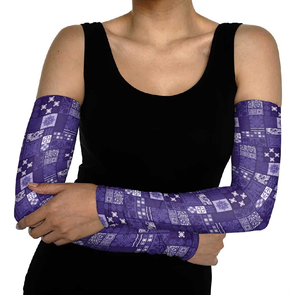 Vintage Hawaiian Quilting Patterns Arm Sleeves Purple Style Tribal Fabric Patchwork - Polynesian Pride
