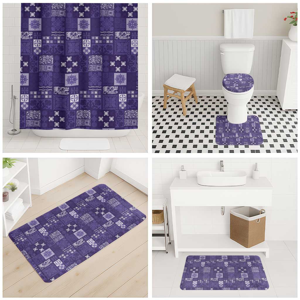 Vintage Hawaiian Quilting Patterns Bathroom Set Purple Style Tribal Fabric Patchwork - Polynesian Pride