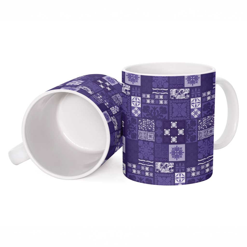 Vintage Hawaiian Quilting Patterns Ceramic Mug Purple Style Tribal Fabric Patchwork - Polynesian Pride