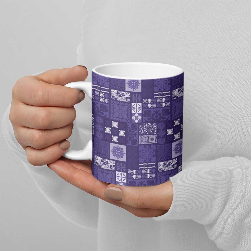 Vintage Hawaiian Quilting Patterns Ceramic Mug Purple Style Tribal Fabric Patchwork - Polynesian Pride