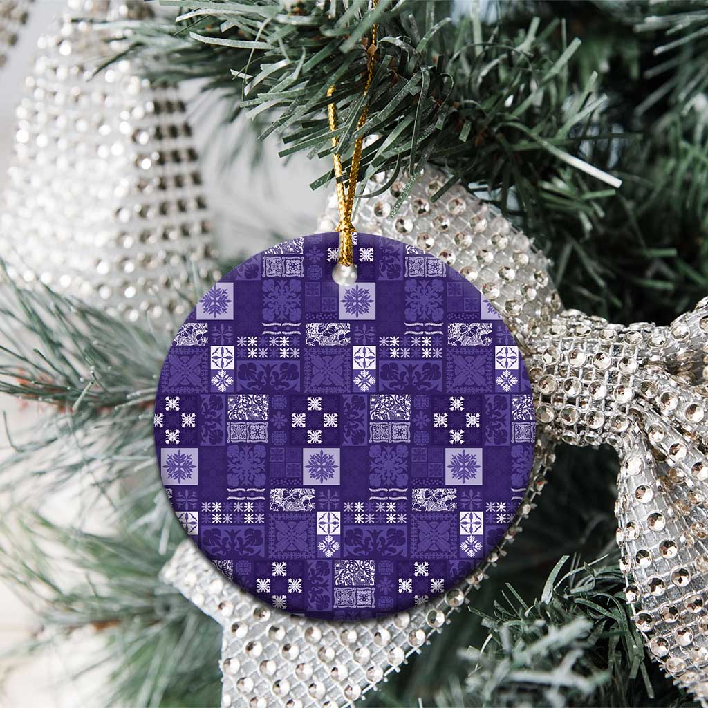 Vintage Hawaiian Quilting Patterns Ceramic Ornament Purple Style Tribal Fabric Patchwork - Polynesian Pride