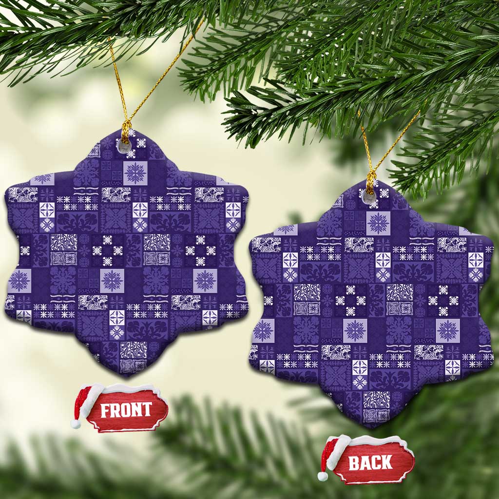 Vintage Hawaiian Quilting Patterns Ceramic Ornament Purple Style Tribal Fabric Patchwork - Polynesian Pride