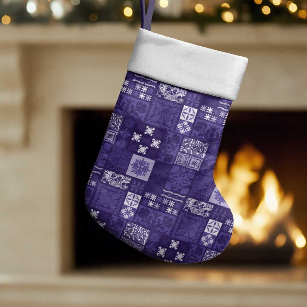 Vintage Hawaiian Quilting Patterns Christmas Stocking Purple Style Tribal Fabric Patchwork - Polynesian Pride