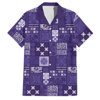 Vintage Hawaiian Quilting Patterns Family Matching Long Sleeve Bodycon Dress and Hawaiian Shirt Purple Style Tribal Fabric Patchwork LT9 Dad's Shirt - Short Sleeve Purple - Polynesian Pride