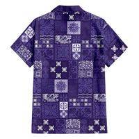 Vintage Hawaiian Quilting Patterns Family Matching Long Sleeve Bodycon Dress and Hawaiian Shirt Purple Style Tribal Fabric Patchwork LT9 - Polynesian Pride
