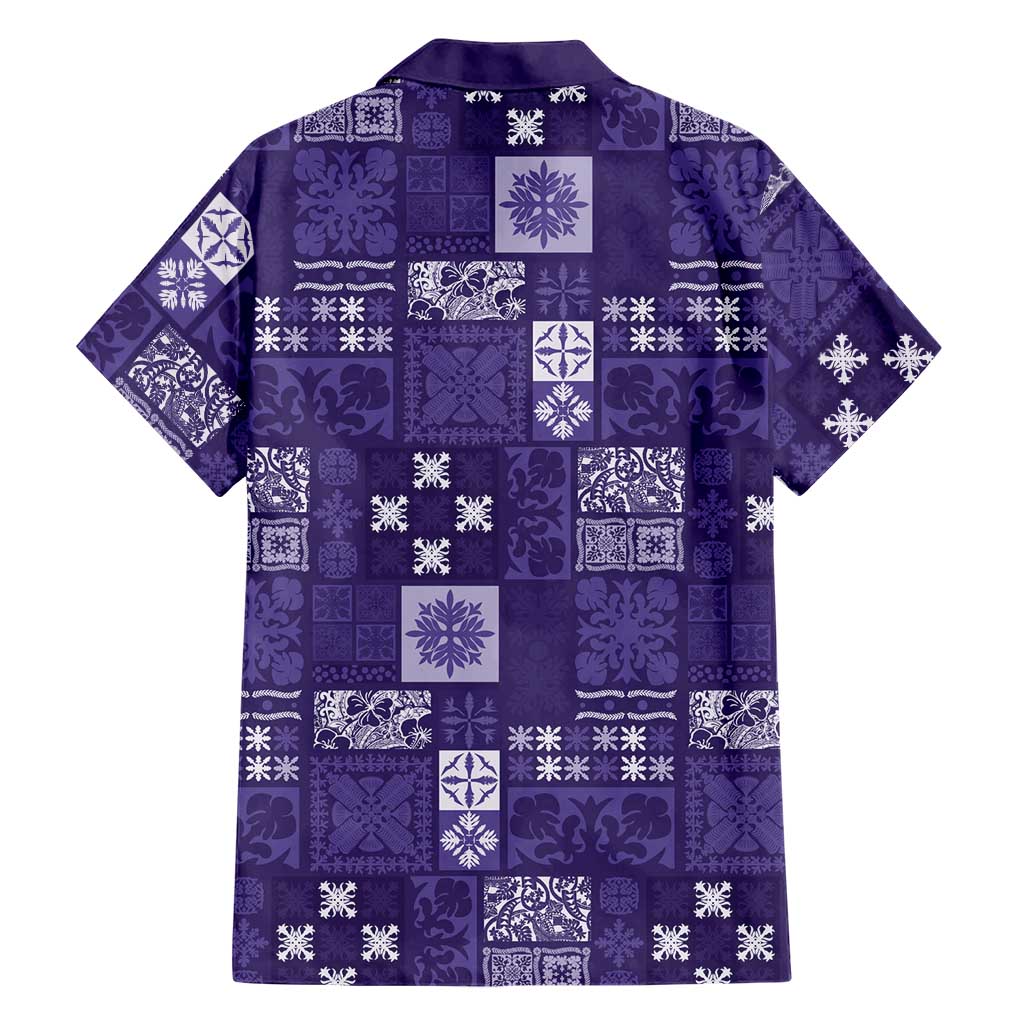 Vintage Hawaiian Quilting Patterns Family Matching Mermaid Dress and Hawaiian Shirt Purple Style Tribal Fabric Patchwork - Polynesian Pride